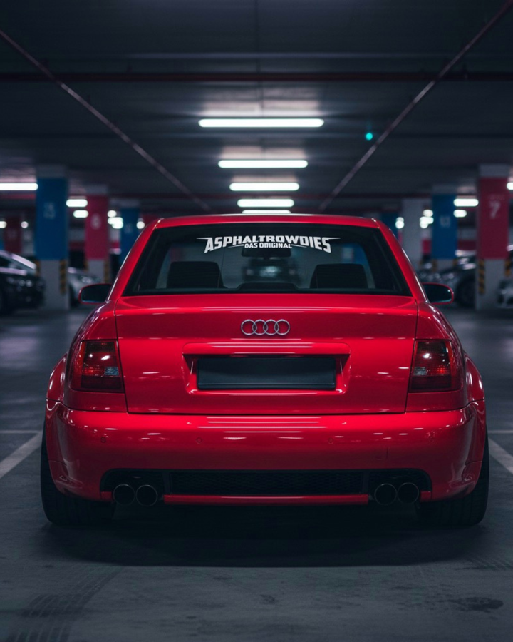 AsphaltRowdies Sticker (20/40/60 cm) – schwarz | weiß | oilslick + Gratis AsphaltClub Rakel